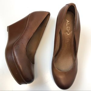 Aldo | genuine leather platform wedge heels shoes